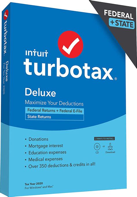 TurboTax Deluxe 2020 Desktop Tax Software Federal And State Returns