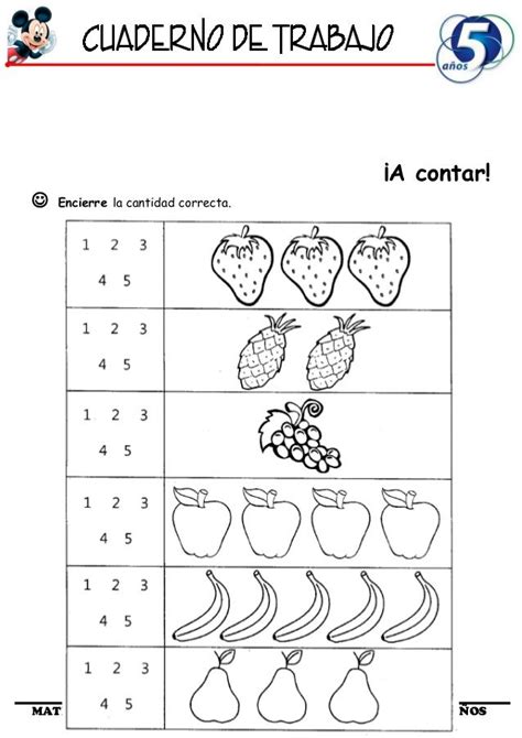 Cuaderno De Trabajo I 5 Años Matematica Activities For Kids