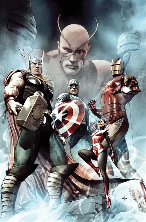 the original avengers by adi granov thor iron man wasp giant man and captain america
