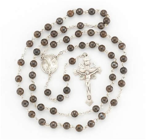 Round Genuine Gold Copper Rosary Sterling Crucifix And Centerpiece