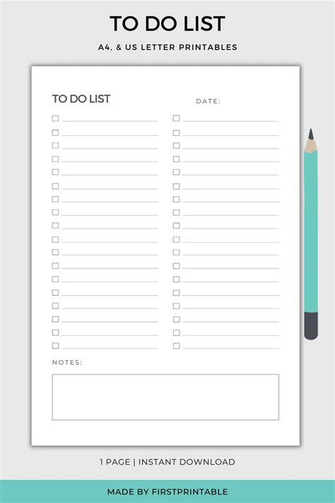 Printable To Do List Minimalist Design A4 And Us