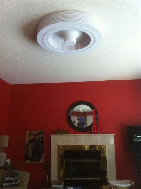 Bladeless ceiling fan actually having blades driven by an electric motor 40 watts hidden in base unit. bladeless ceiling fan install! | Exhale Fans Owners Club ...