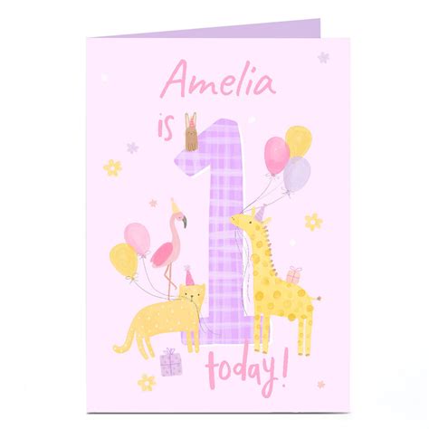 Buy Personalised 1st Birthday Card Animals And Balloons For Gbp 179