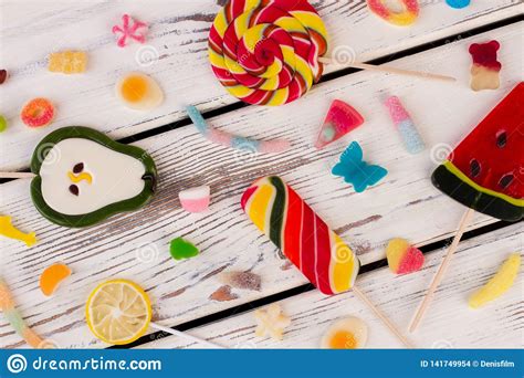 Colored Candies Sweets And Lollipops Stock Photo Image Of Colorful