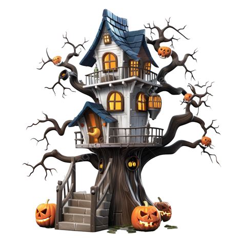 Halloween Tree Spooky House Halloween Tree House Tree House Spooky