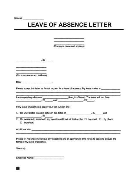 11 Leave Of Absence Template Sample Templates