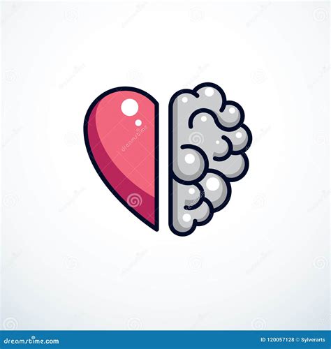 Heart And Brain Concept Emotional Quotient And Intelligence Icon And