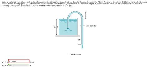 Solved Water Is Siphoned From A Large Tank And Discharges Chegg Com