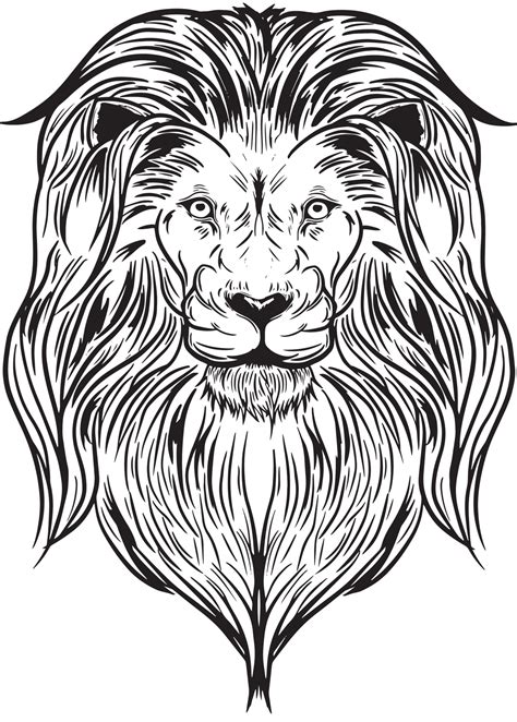 A Lion Head In Black And White Vector Illustration 2267506 Vector Art