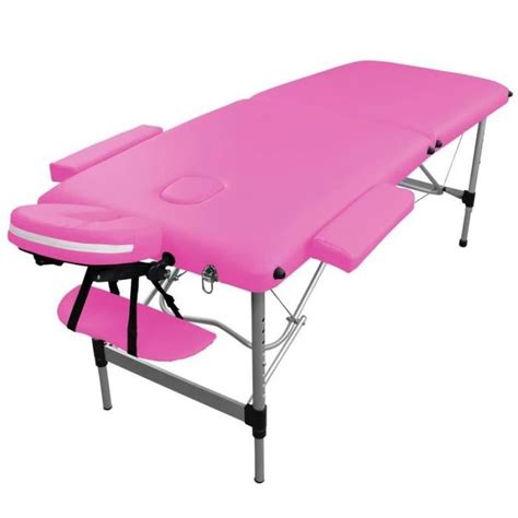 Table De Massage Pliante 2 Zones En Aluminium Accessoires Et Housse De Transport Rose