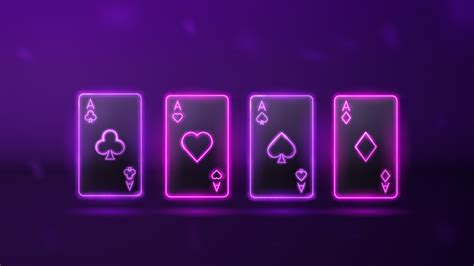 Neon Sign Of Playing Aces Cards Neon Sign Vector Illustration
