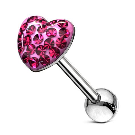 Piercing Tongue Piercing Barbell Heart 106852oz Surgical Steel Ebay