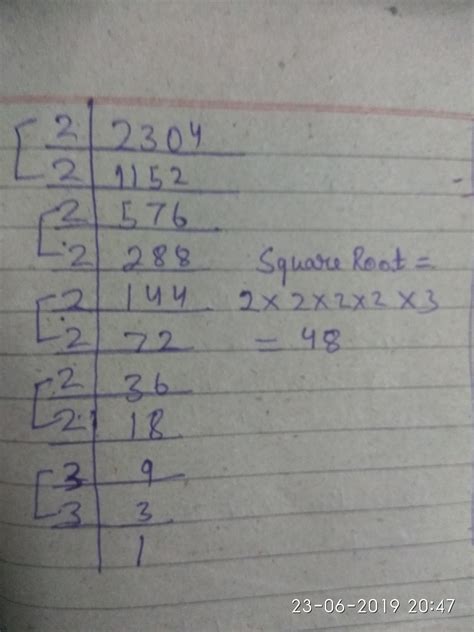 [Expert Verified] square root of 2304 by prime factorisation method