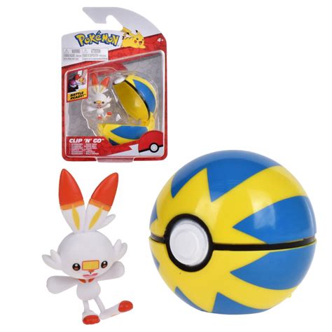 Pokebola Con Figura Pokemon Scorbunny And Quick Ball Juguetería