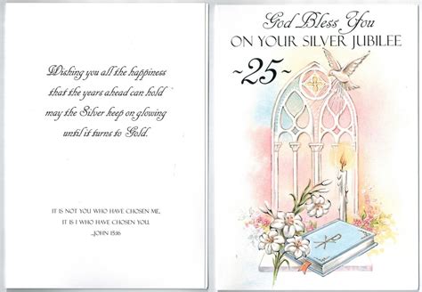 Silver Jubilee 25 Years Greeting Card For Priest Deacon Nun