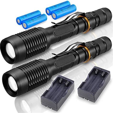 Brightest Led Tactical Flashlights 2 Pack Ultra Bright Professional