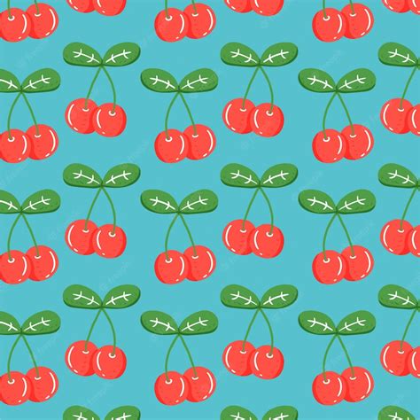 Premium Vector Fruit Background With Hand Drawn Cherry