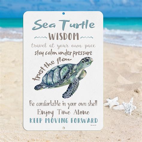 Sea Turtle Metal Sign Sea Turtle Wisdom Sign Beach Decor Etsy