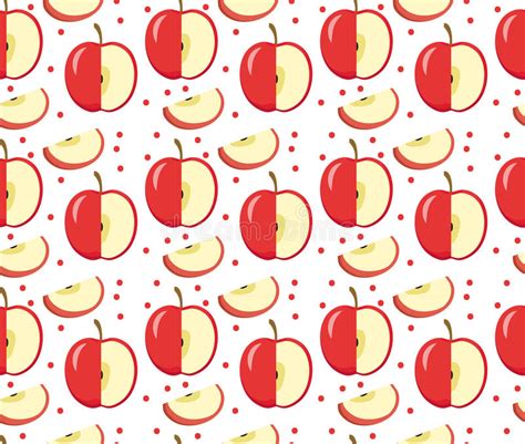 Apples Seamless Pattern Red Apple Endless Background Texture Fruits