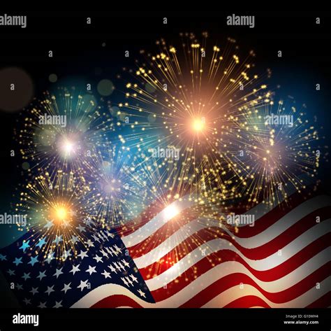 United States Flag Fireworks Background For Usa Independence Day