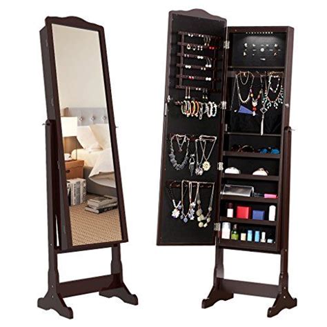 Langria 10 Leds Free Standing Jewelry Cabinet Lockable Full Length
