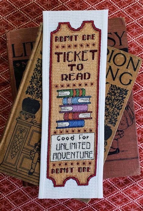 Counted Cross Stitch Pattern Ticket To Read Bookmark Book Lover