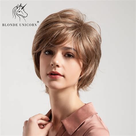 Blonde Unicorn Synthetic Short 50 Human Hair Wig Pixie Cut Natural