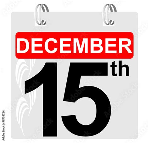 15th December Calendar With Ornament Stock Image And Royalty Free