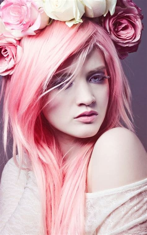 Fashion Flowers Pink Hair Dyed Hair Pastel Hair
