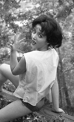 1960s Negative Sexy Brunette Pin Up Girl Outdoors Cheesecake T421660