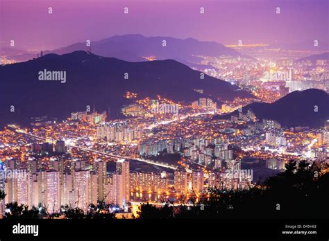 Skyline Of Busan South Korea At Night Stock Photo Alamy
