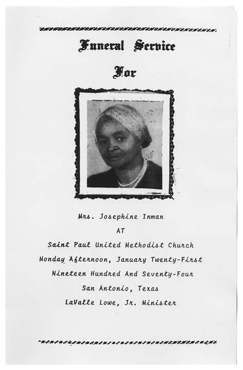 [Funeral Program for Josephine Inman, January 21, 1974] - The Portal to