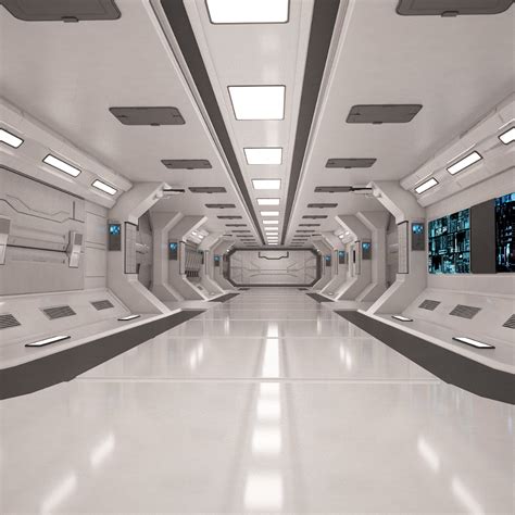 D Sci Fi Spaceship Corridor Model TurboSquid Spaceship Interior Futuristic
