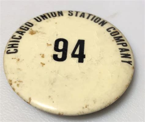 Vintage Chicago Illinois Union Station Railroad Hub Train Pin Pinback