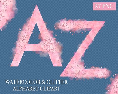 Alphabet Clipart Watercolor Alphabet Clipart Pink Watercolor Etsy