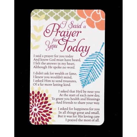 Bookmark Pocket Card I Said A Prayer Pack Of 12