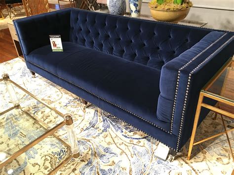 A Luxurious Velvet Sofa In Royal Blue By Safaviehrugs