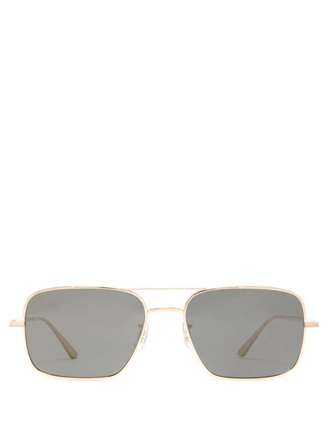 Metallic X The Row Victory Square Titanium Sunglasses Oliver Peoples