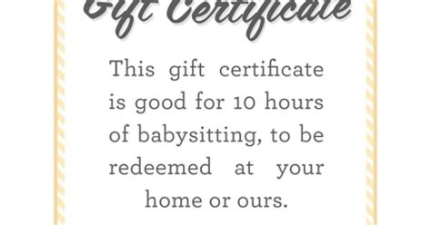 She found three awesome items for. Babysitting gift certificate download - fully customizable ...