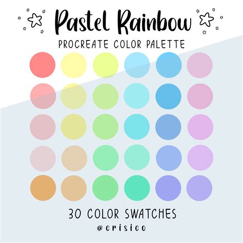 pastel rainbow procreate color palette color swatches etsy