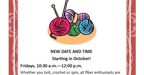 Franklin Public Library Knitting Circle New Date And Time Fridays 10