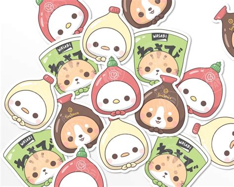 Cute Animal Stickers Condiment Pets Kawaii Stationery Etsy