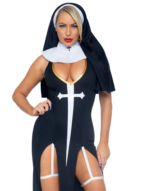 sexiest nun costumes 3 pc saintly sinner costume