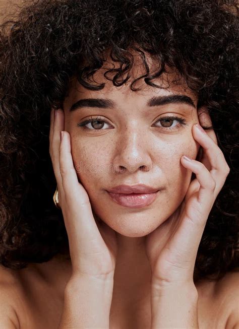 Beauty Portrait And Natural Face Of Black Woman With Healthy Freckle