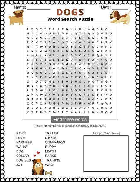 Word Search About Dogs Fun Free Printable Pdf Puzzletainment