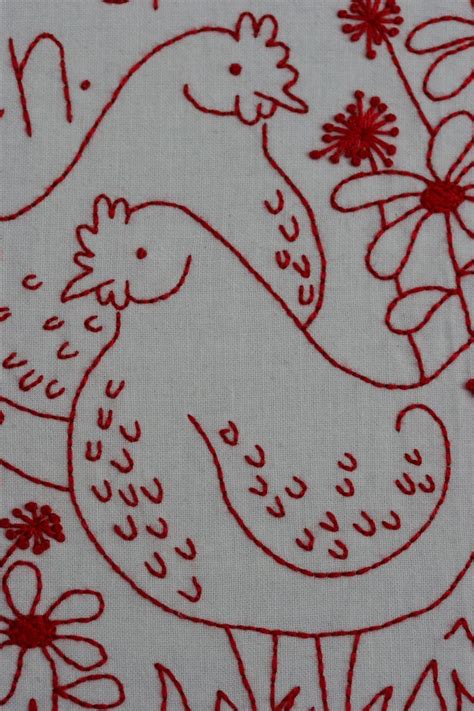 Leannes House Two Brown Chickens Giveaway Redwork Patterns