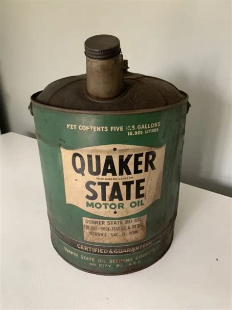 Vintage Original Gallon Quaker State Motor Oil Can Wood Handle Picclick