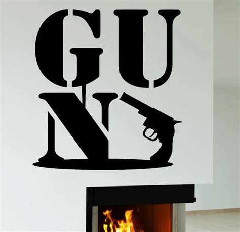 Gun Sticker Weapon Decal Girl Pistol Muurstickers Posters Vinyl Wall