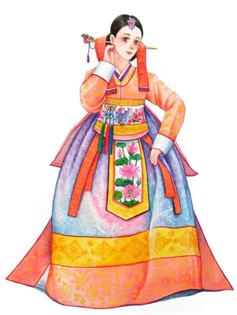 77 Paintings Hanbok Korean Traditional Clothes Illustration Ideas
