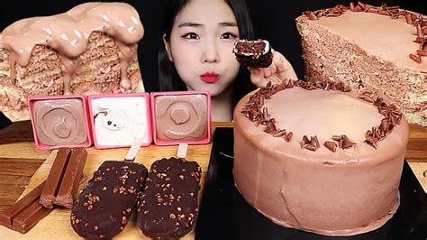 ASMR MUKBANG쇼콜라 초코케이크 아이스크림 먹방CHOCOLATE ICE CREAM CAKE EATING